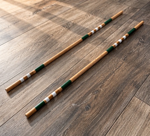 Alignment sticks at an angle showing full length